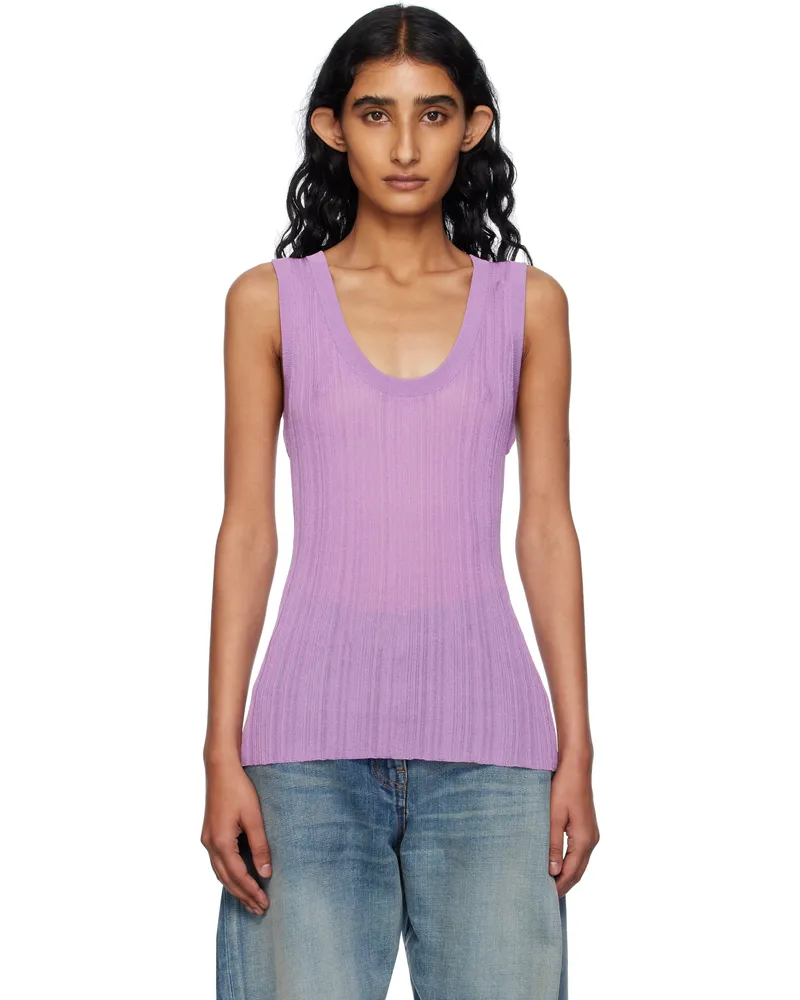 Versace Purple Ribbed Knit Tank Top 1li50-dusty