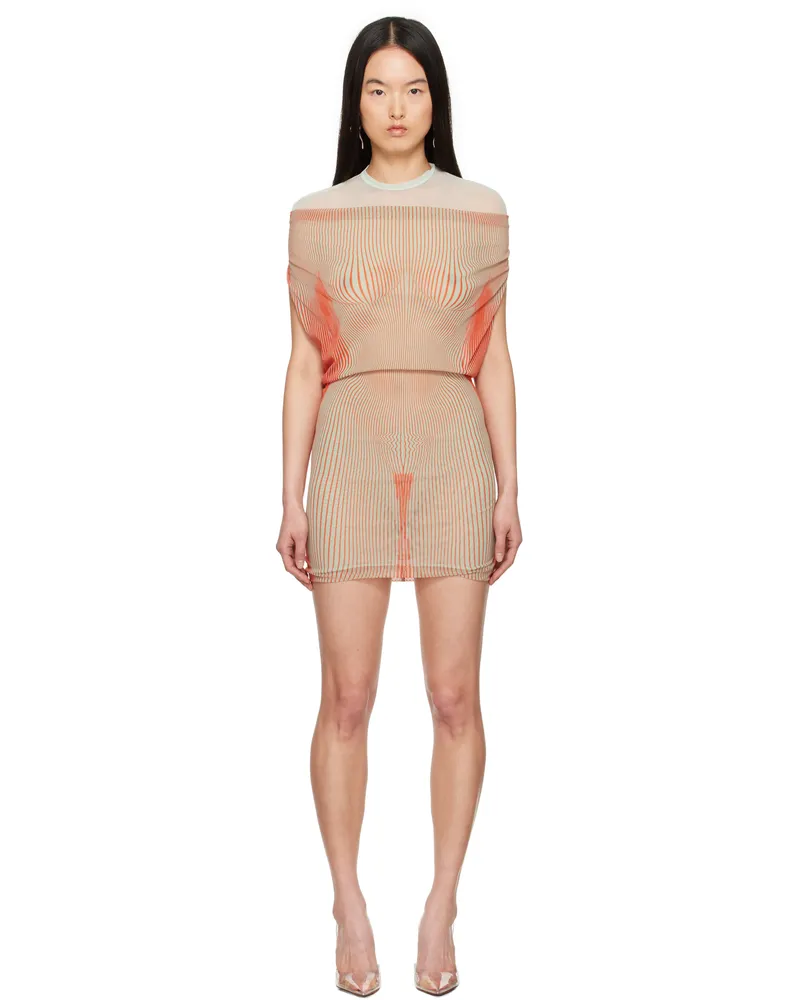 Jean Paul Gaultier Blue & Orange 'The Short Draped Body Morphing' Minidress 4126-mint