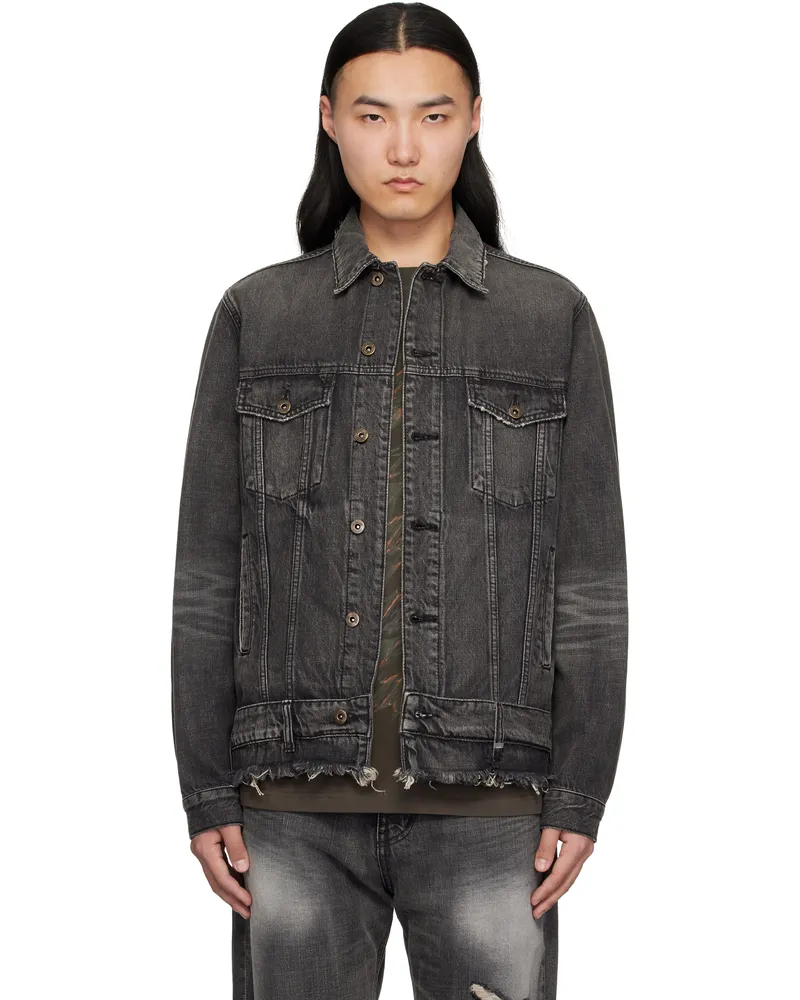 WE 11 DONE Black Belted Denim Jacket Black