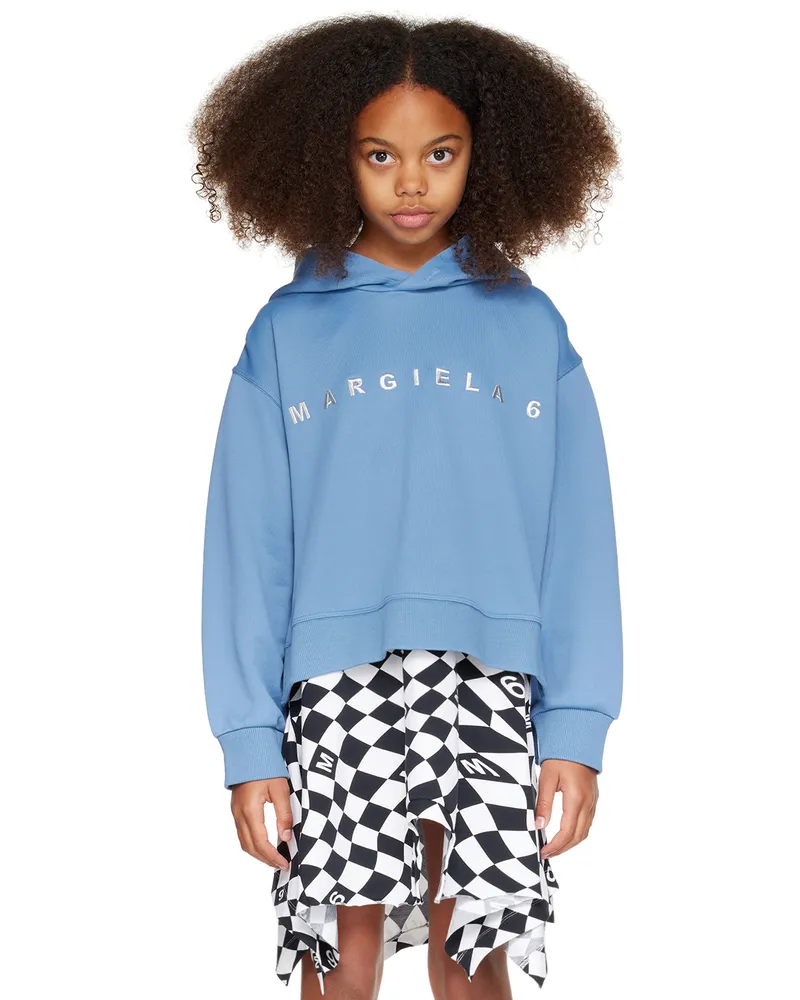 Maison Margiela Kids Blue Embroidered Hoodie Mm01e