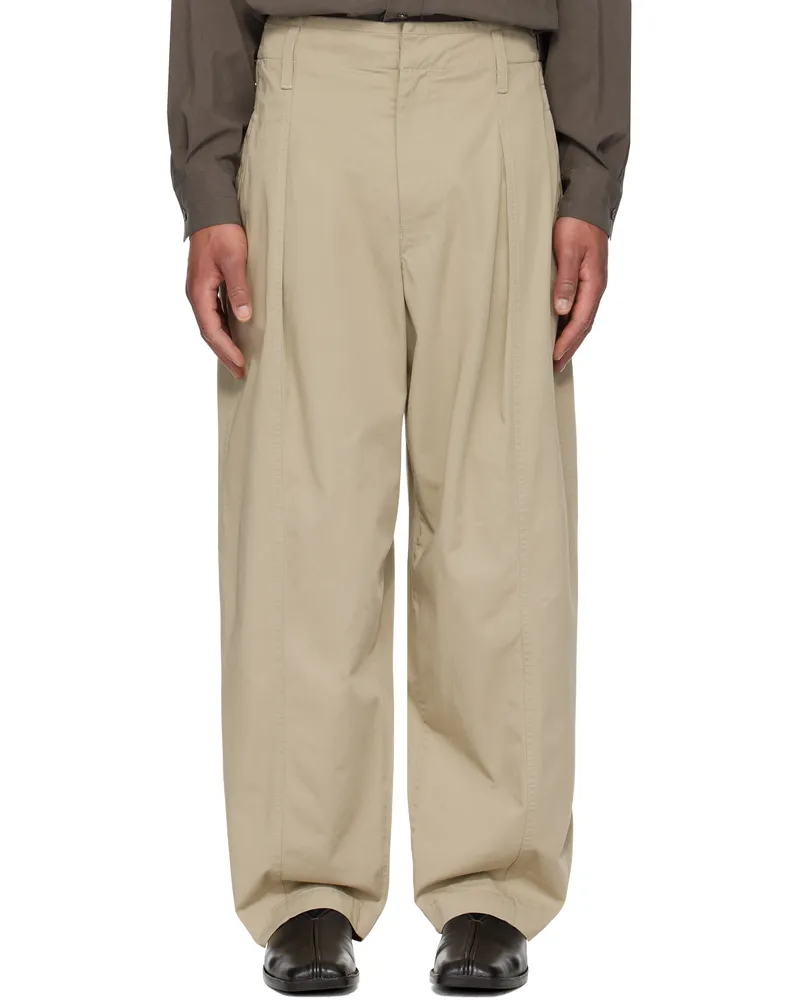 Christophe Lemaire Taupe Maxi Pleated Trousers Gr601