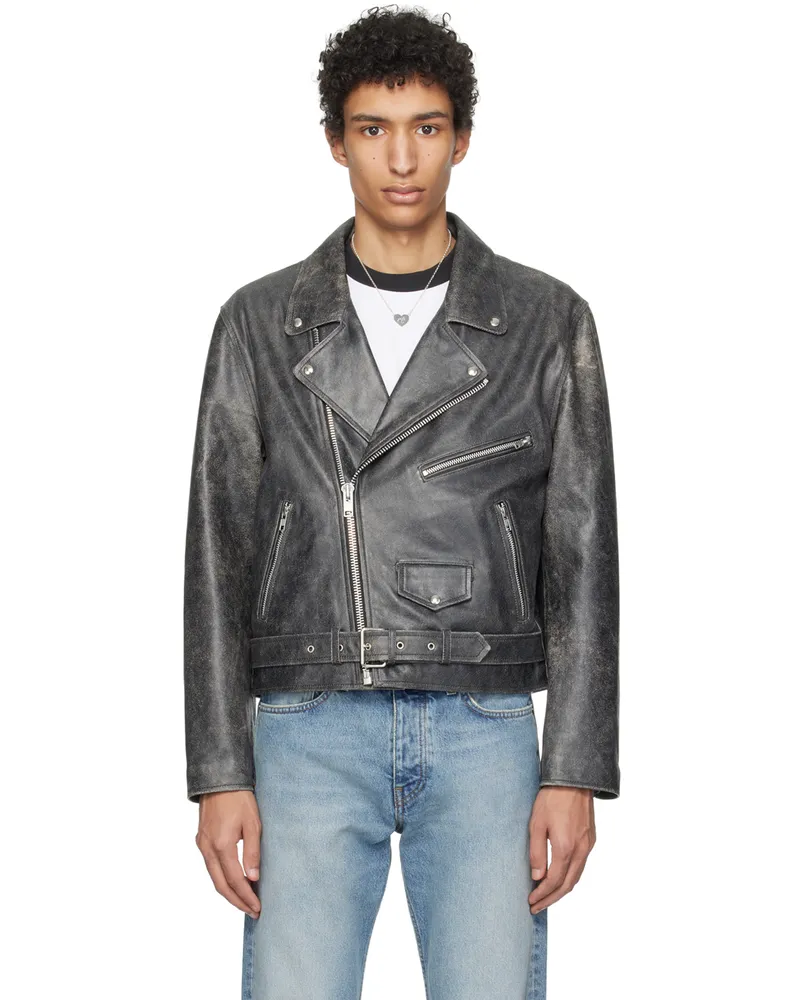 Sunflower Black Cracked Leather Jacket 998