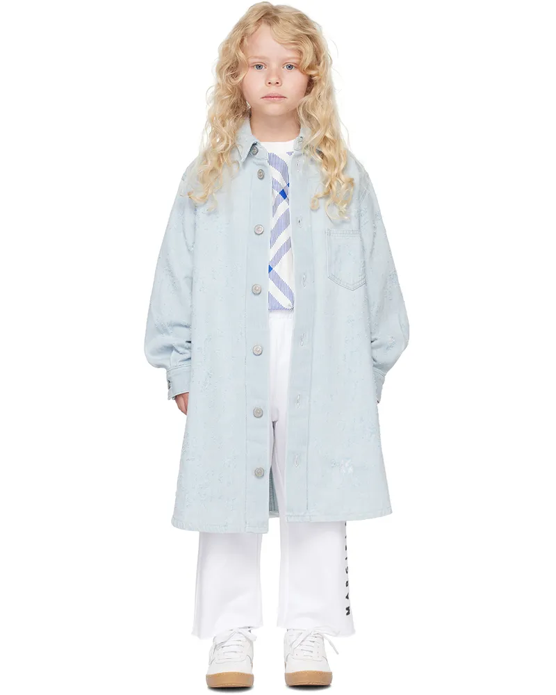 Maison Margiela Kids Blue Distressed Denim Shirt Mm02n