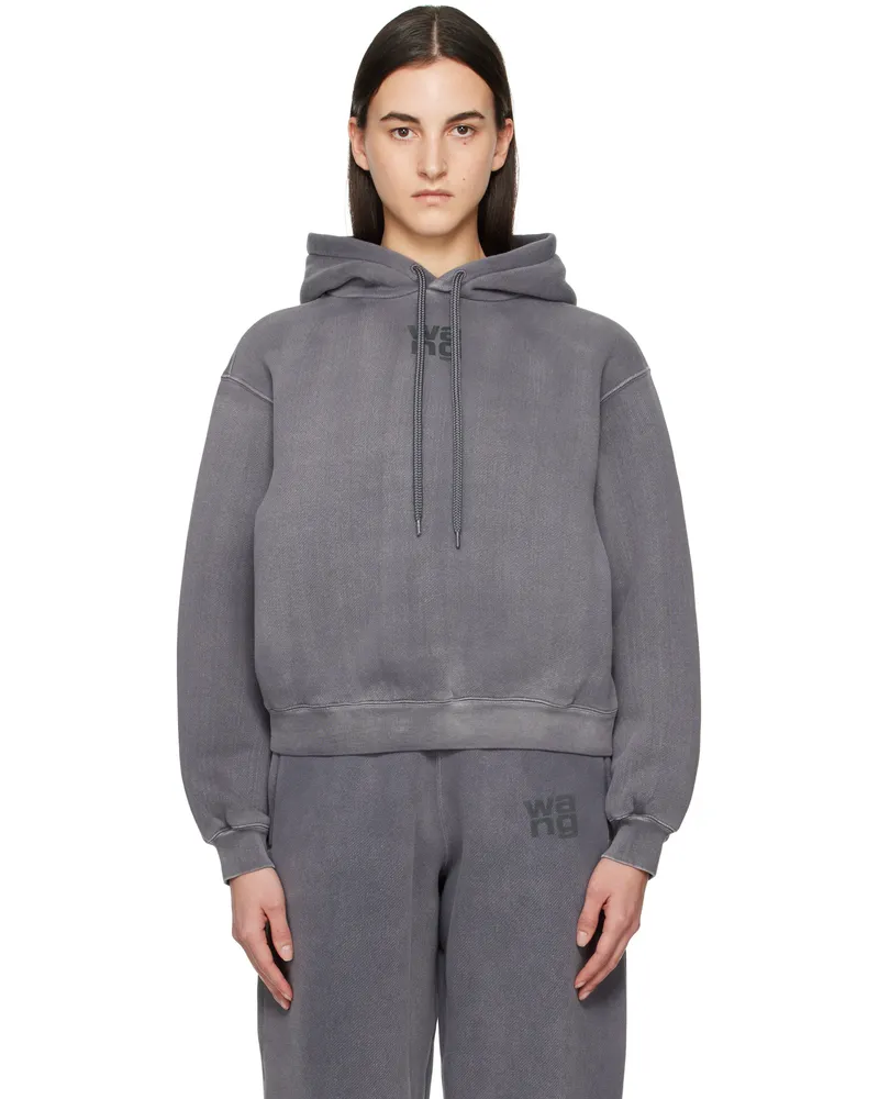 Alexander Wang Gray Puff Logo Hoodie Washed