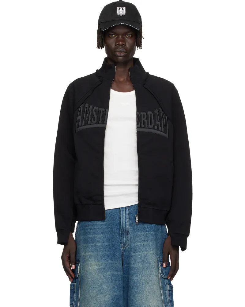 VETEMENTS Black 'Amsterdam' Patched Zip Sweatshirt Black