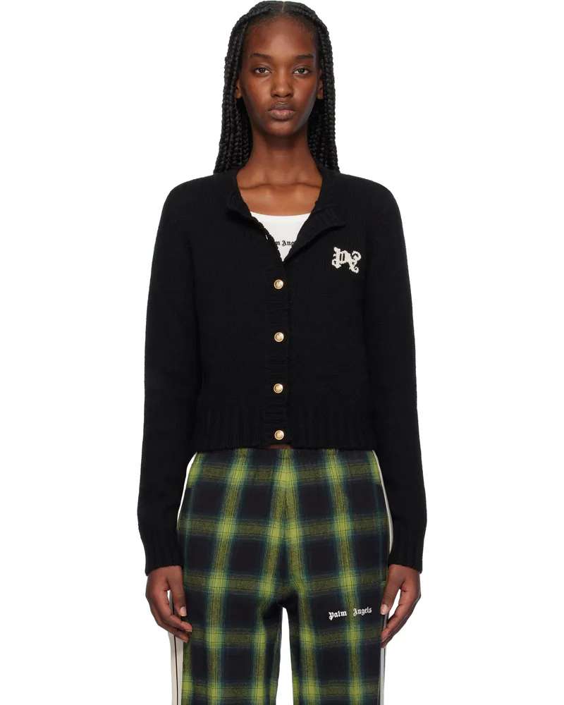 Palm Angels Black Monogram Cardigan Black