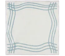 Blue Grid Embroidered Linen Napkin Set