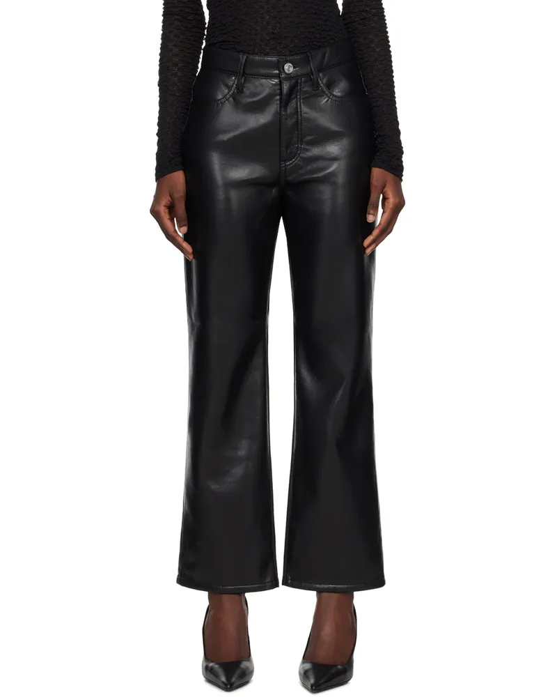 Frame Denim Black 'Le Jane' Leather Pants Noir