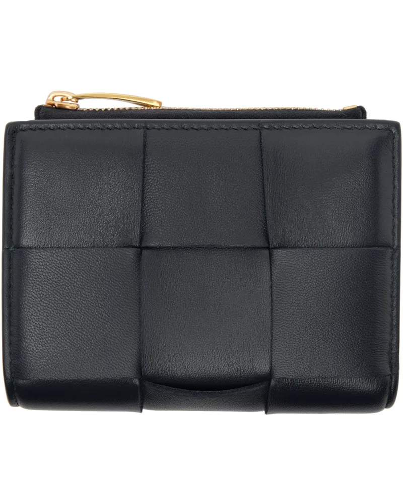 Bottega Veneta Navy Small Bi-Fold Zip Wallet 8837