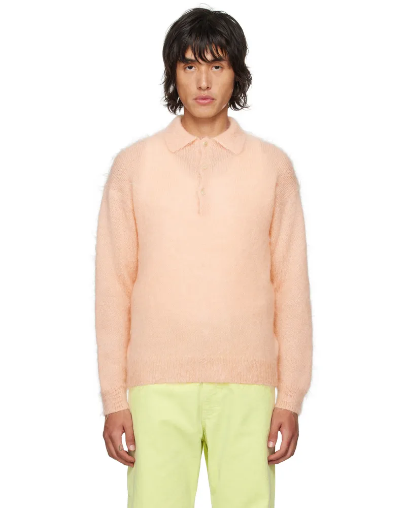 AURALEE Pink Super Kid Mohair Polo Pink