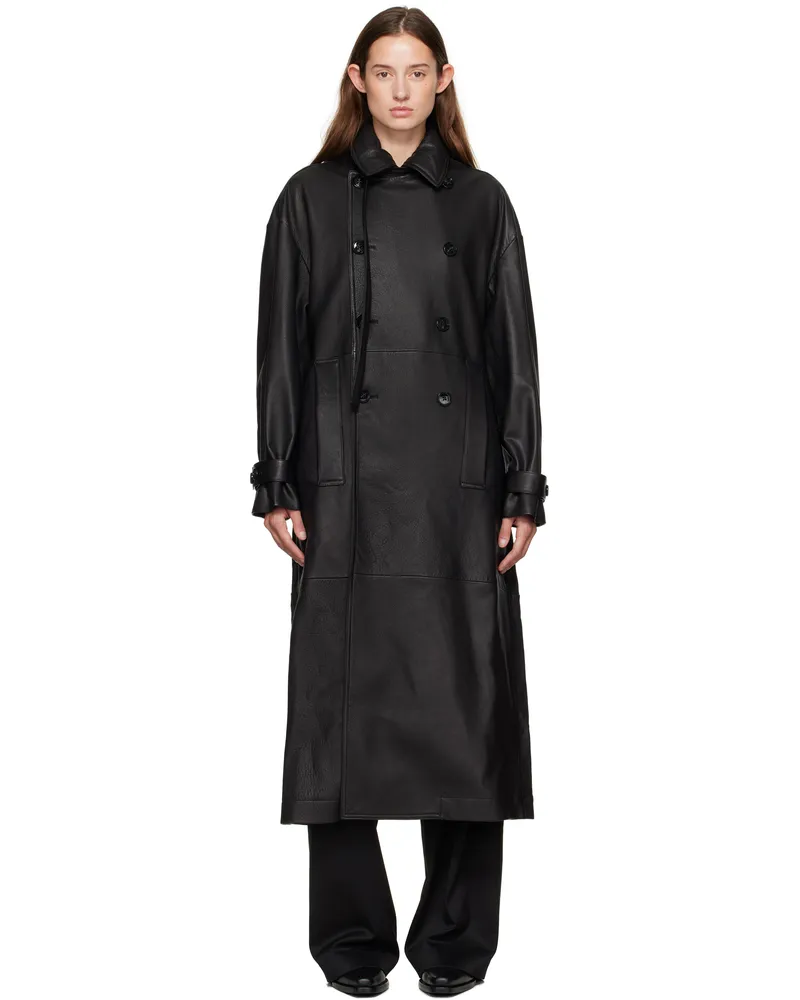 Ann Demeulemeester Black Ansa Double-Breasted Trench Coat 099