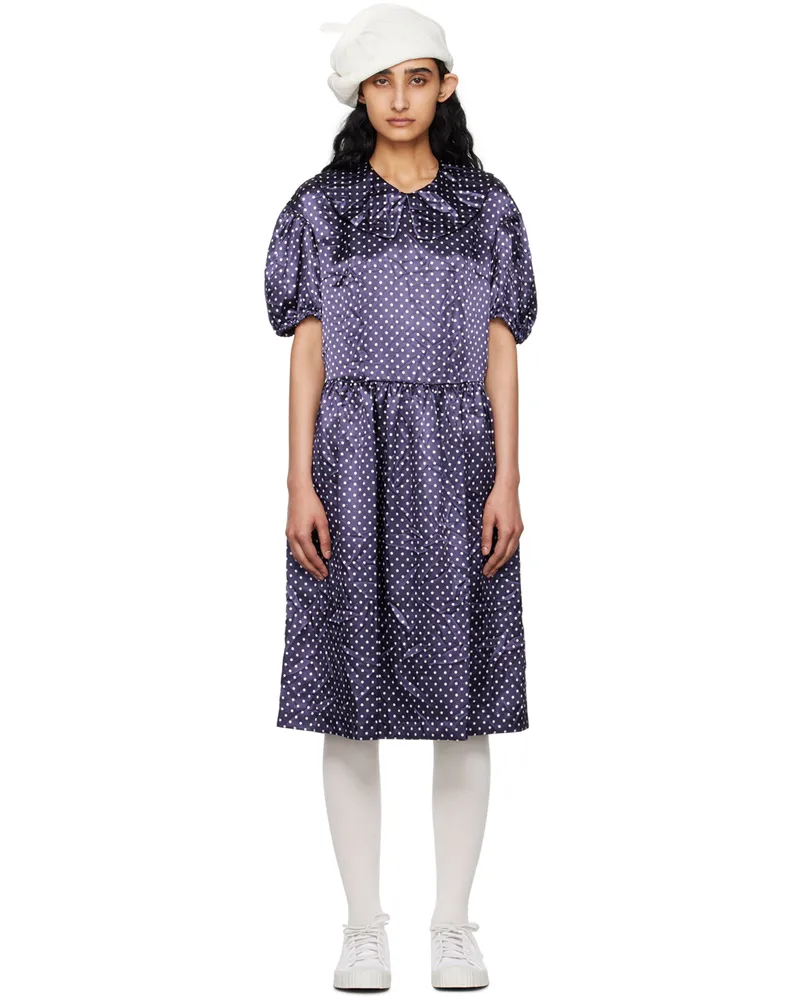 Comme des Garçons Navy Polka Dot Midi Dress 1