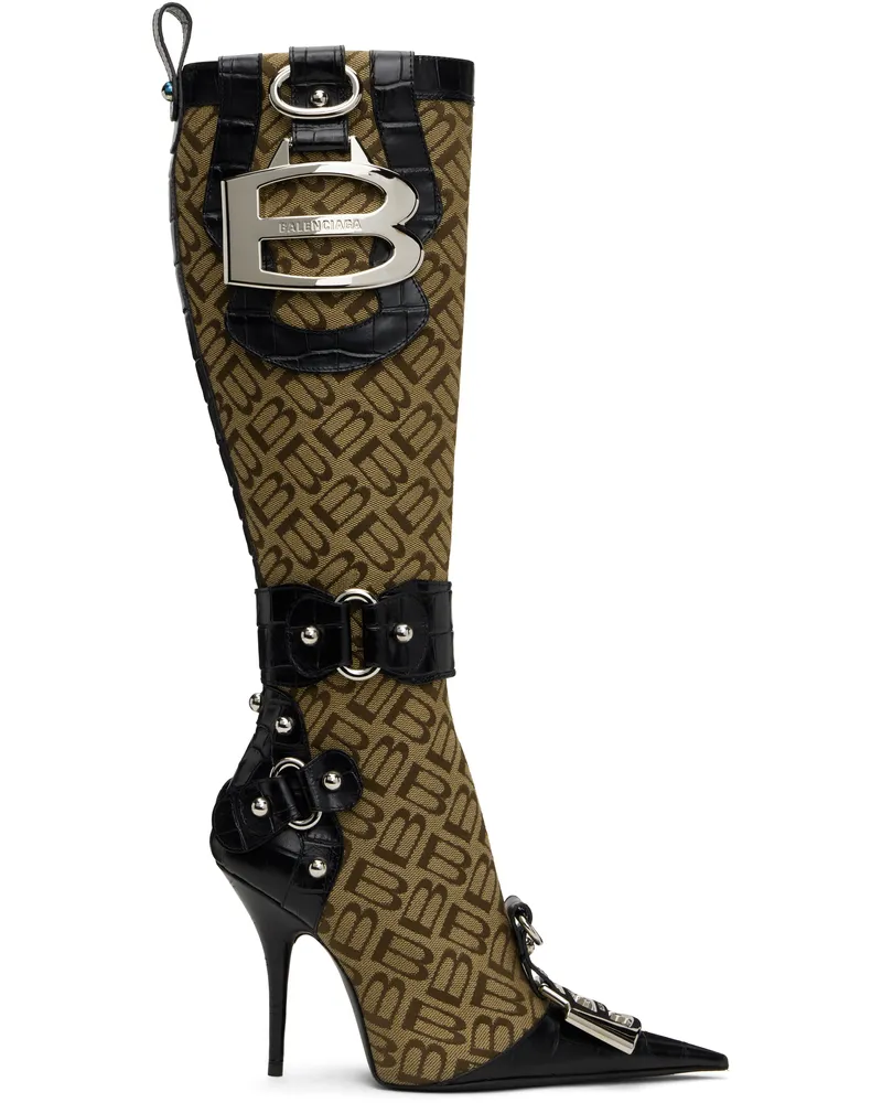 Balenciaga Beige & Black Essex 110mm Tall Boots 2010