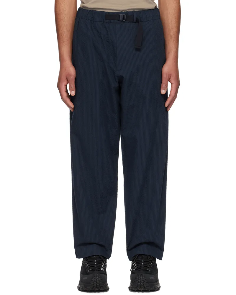 Moncler Navy Belted Seersucker Trousers 780