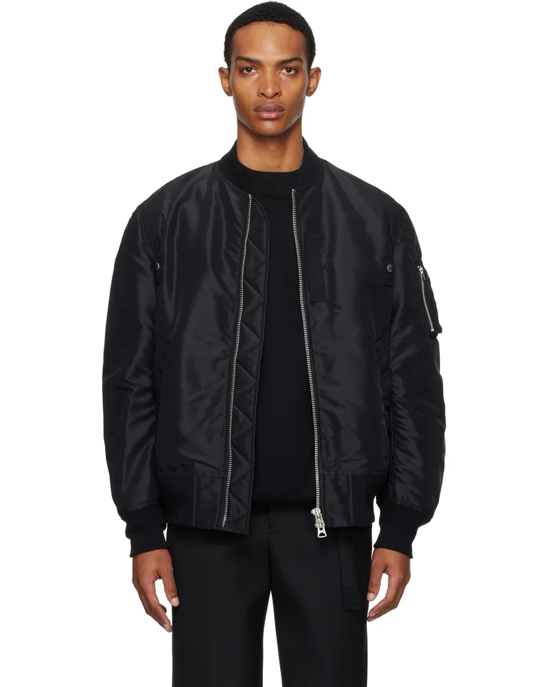 Sacai Black Nylon Twill Bomber Jacket 001