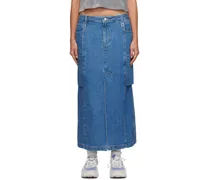Blue Pocket Denim Maxi Skirt