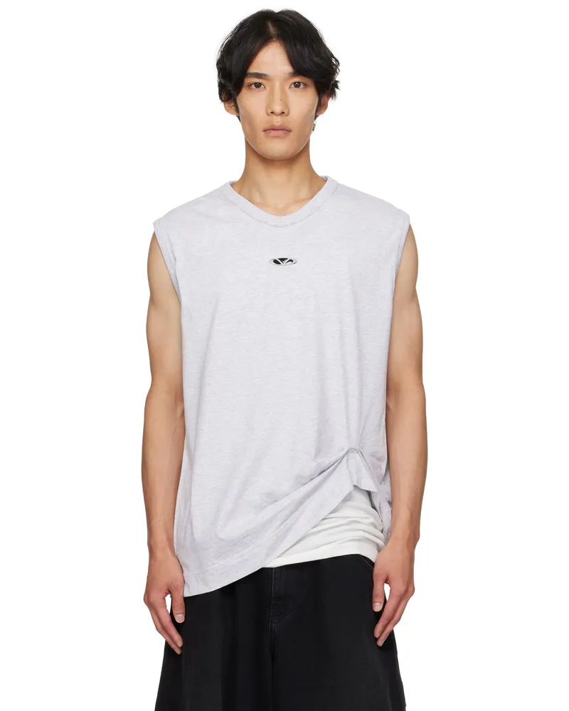 VETEMENTS Gray Oval Logo Jersey Tank Top Grey