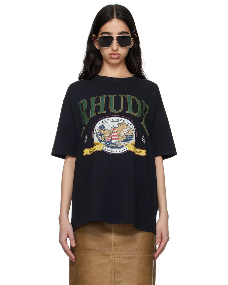 RHUDE Black 'Monaco Regatta' T-shirt 2306