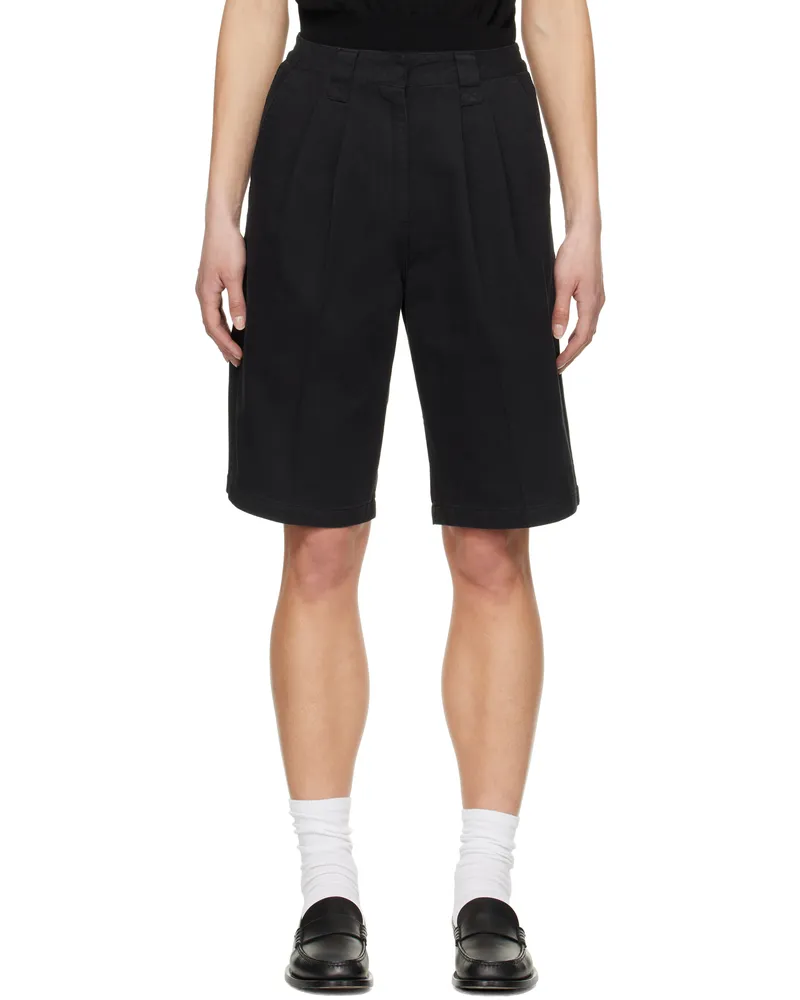 Nothing Written Black Relaxed Cotton Bermuda Shorts Black