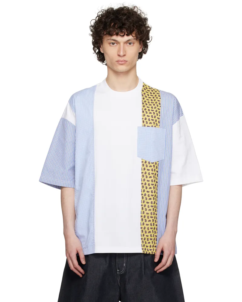 Comme des Garçons White Multi Fabrics Mix T-shirt White