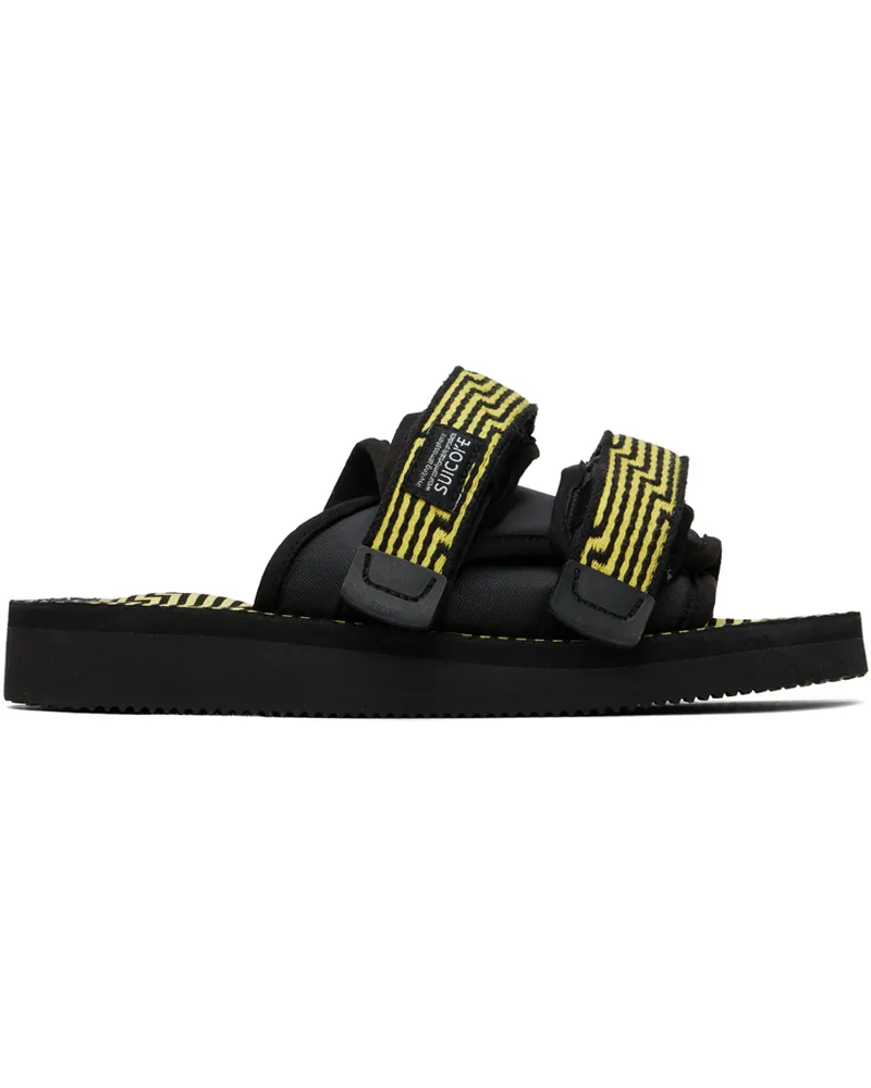 SUICOKE Black & Yellow MOTO-JC01 Sandals Black