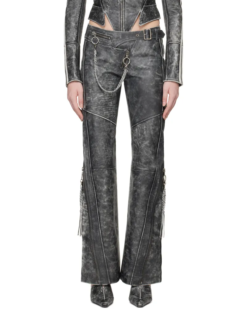Charlotte Knowles Black Nihil Moto Leather Pants Moto