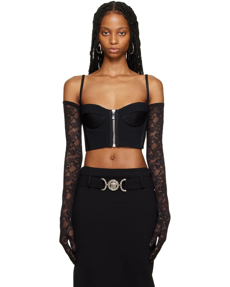 Versace Black Zip Bra 1b000
