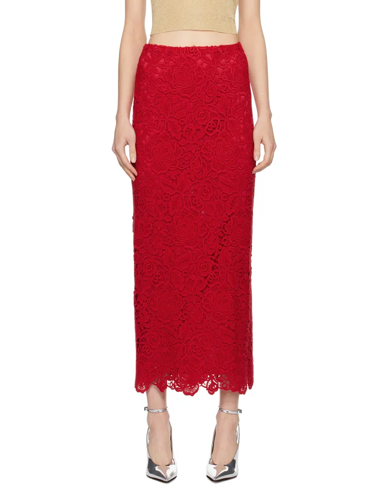 Valentino Garavani Red Vented Maxi Skirt 157