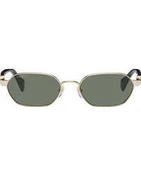 Gucci Gold & Black Round Sunglasses Gold-black-grey