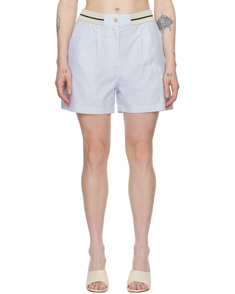 Palm Angels Blue & White Stripes Shorts Light