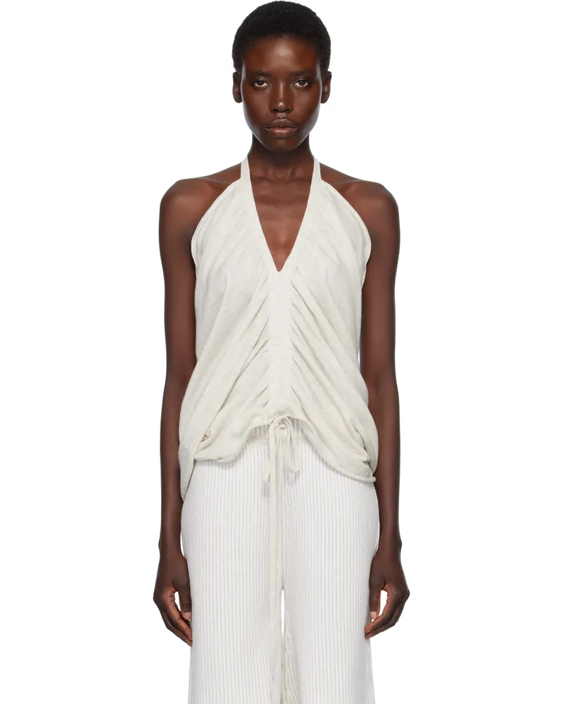Lauren Manoogian Gray Drape Halter Top M09