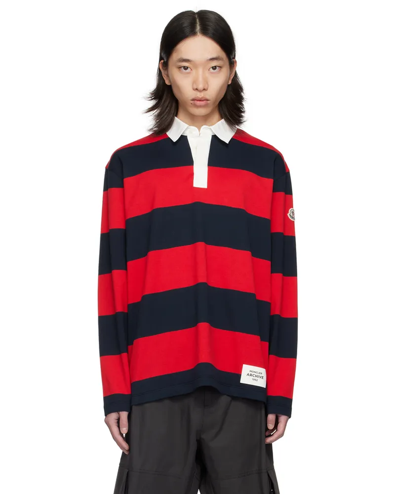Moncler Navy & Red Striped Polo P47