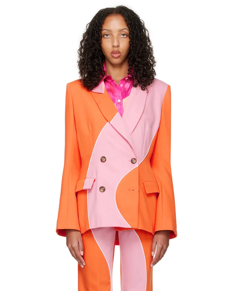 AHLUWALIA Orange & Pink Madhu Blazer Orange