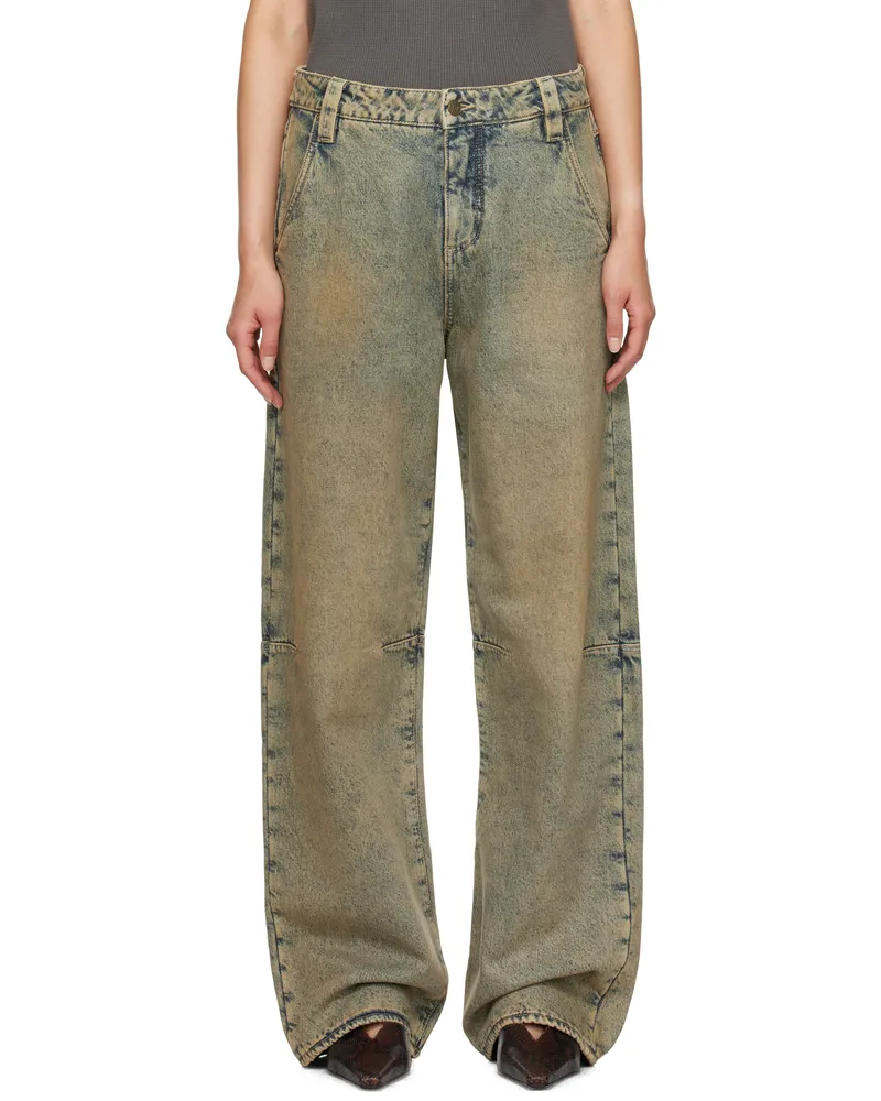 Guess Blue Flannel Lined Relaxed Jeans Gus2