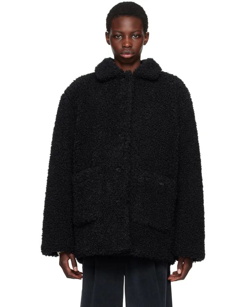 Kijun Black Shearling Half Coat Black