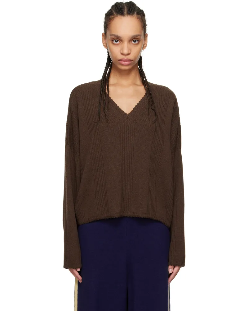 CORDERA Brown Merino Wool Wavy Sweater Chocolate