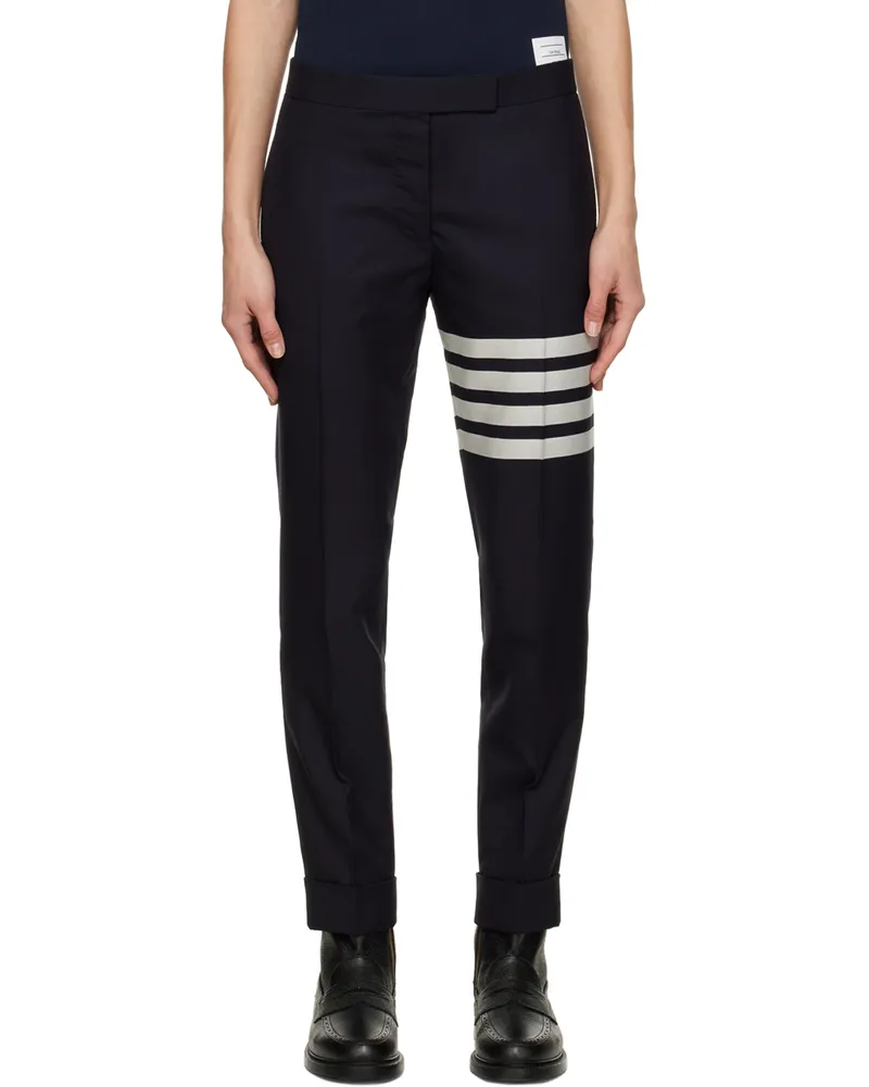 Thom Browne Navy 4-Bar Trousers 415