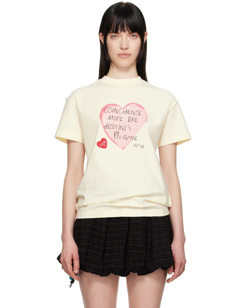 Andersson Bell Off-White Heart Message T-shirt Ecru