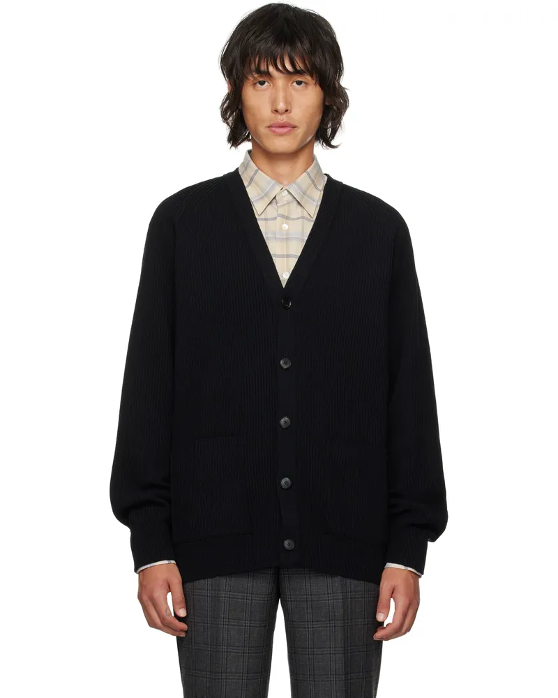 AURALEE Black Super Fine Wool Cardigan Black