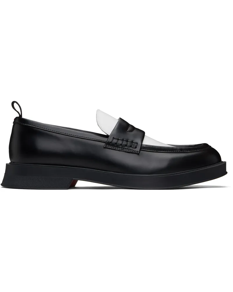 HUGO BOSS Black & White Faux-Leather Penny Loafers 002-black