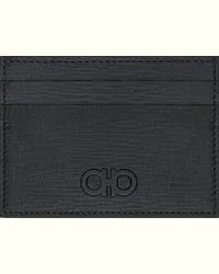 Ferragamo Black Gancini Credit Card Holder Nero