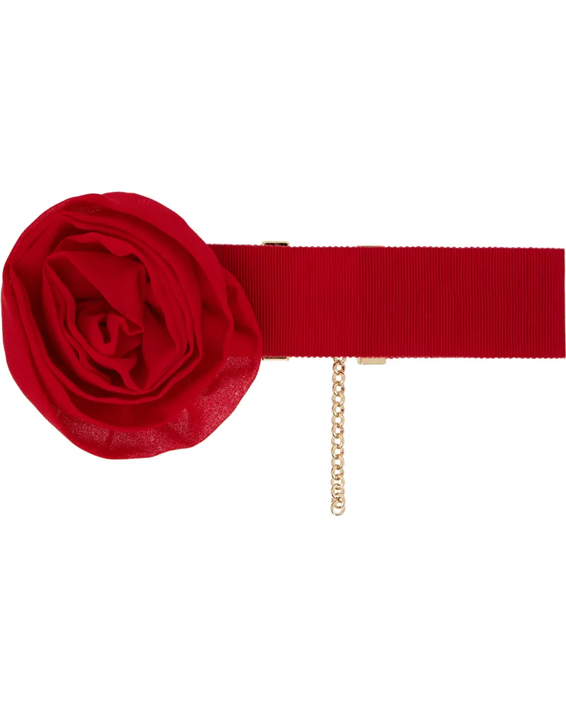 Blumarine Red Grosgrain Rose Choker N0313