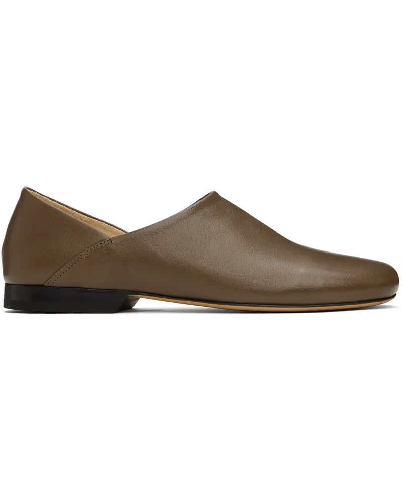 Christophe Lemaire Brown Leather Slippers Br441