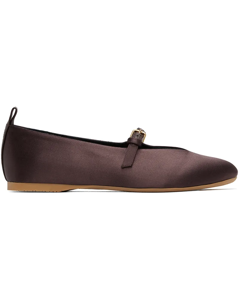 J.W.Anderson Brown Satin Ballerina Flats 201-dark