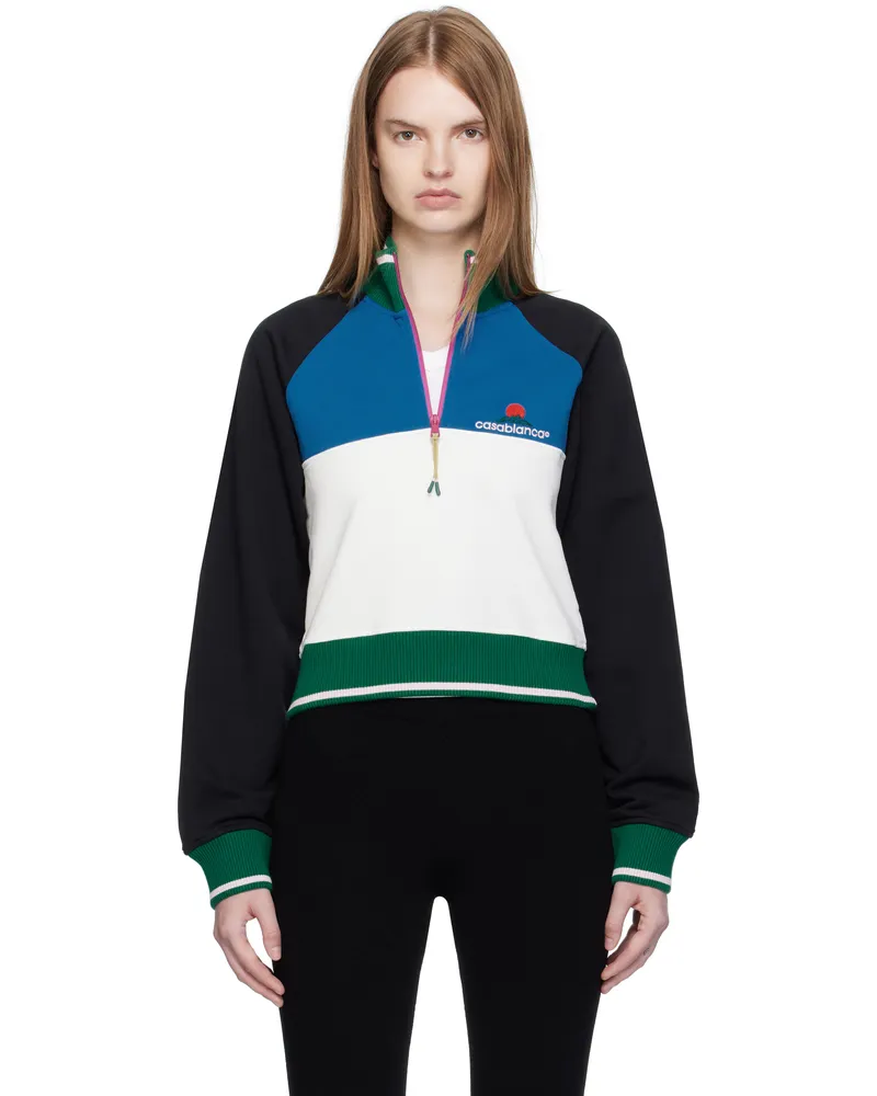 Casablanca Paris Multicolor Quarter Zip Colorblock Sweatshirt Black