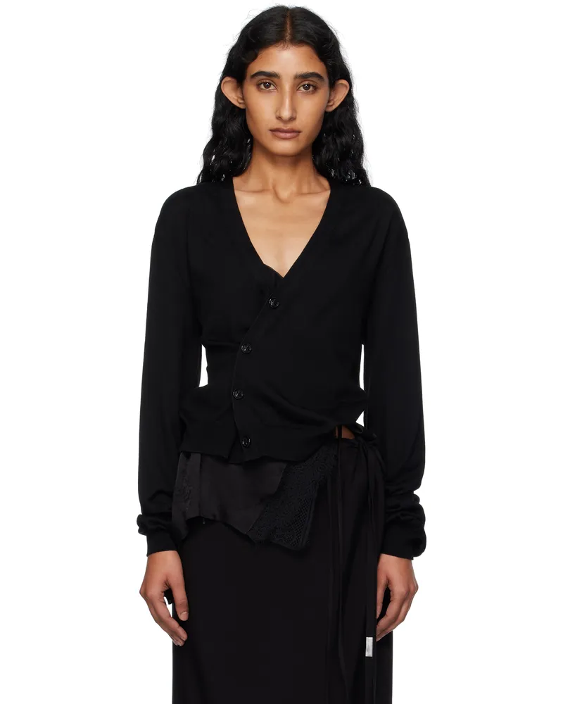 Ann Demeulemeester Black Zofia Asymmetric Spliced Cardigan 099