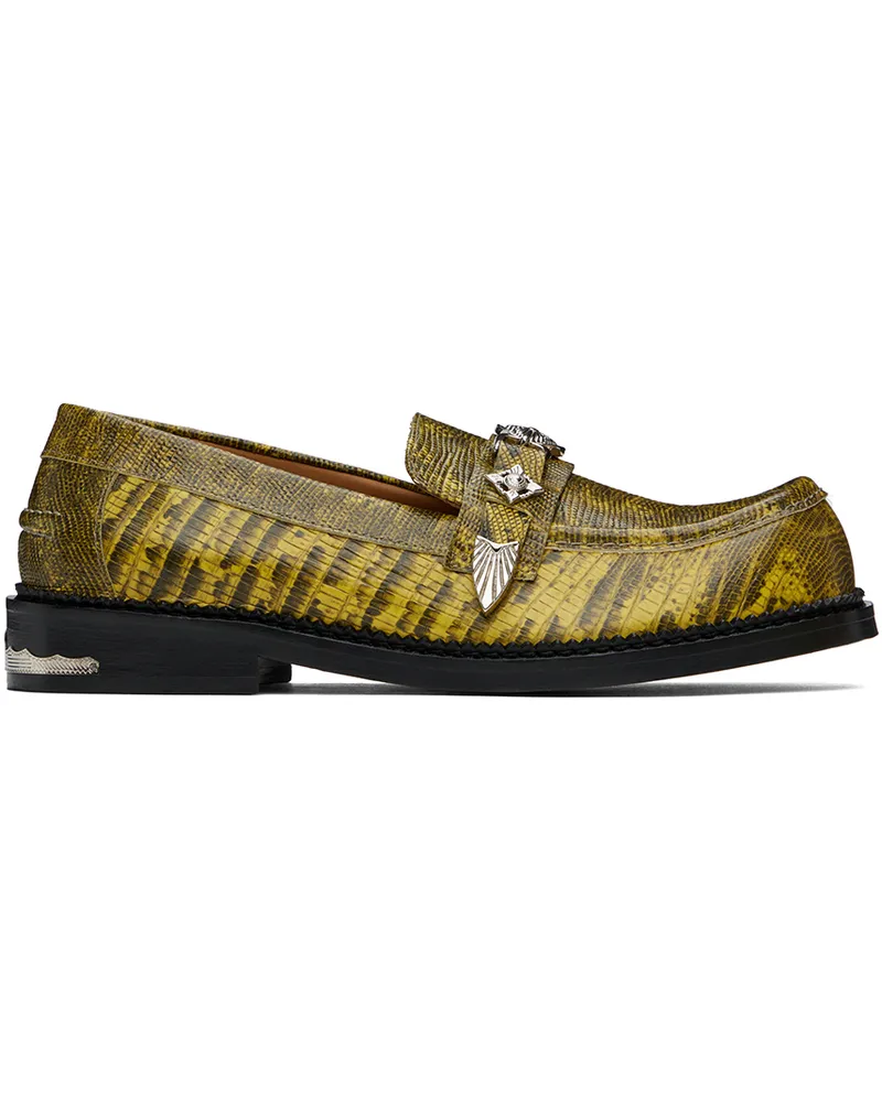Toga Yellow Croc-Embossed Loafers Yellow