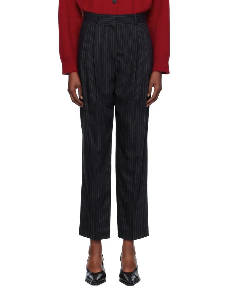 Totême Navy Tailored Pinstriped Trousers Navy