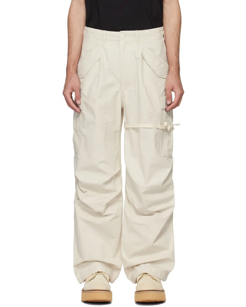 R13 Off-White Mark Military Cargo Pants Ecru