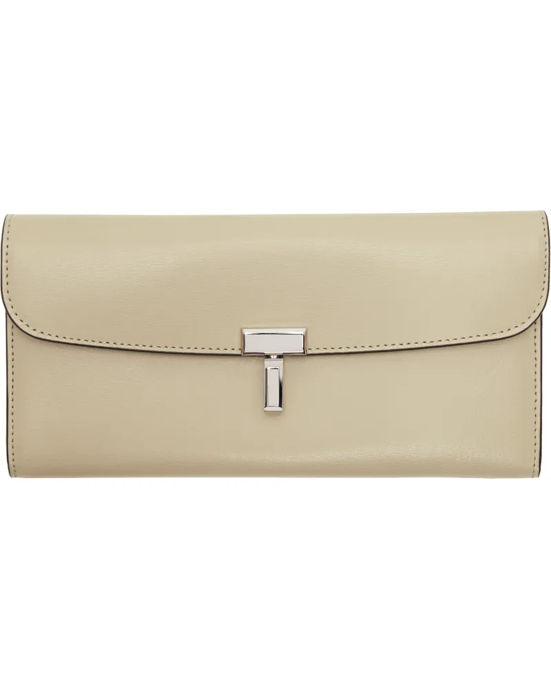 Totême Beige T-Lock Leather Wallet Fawn